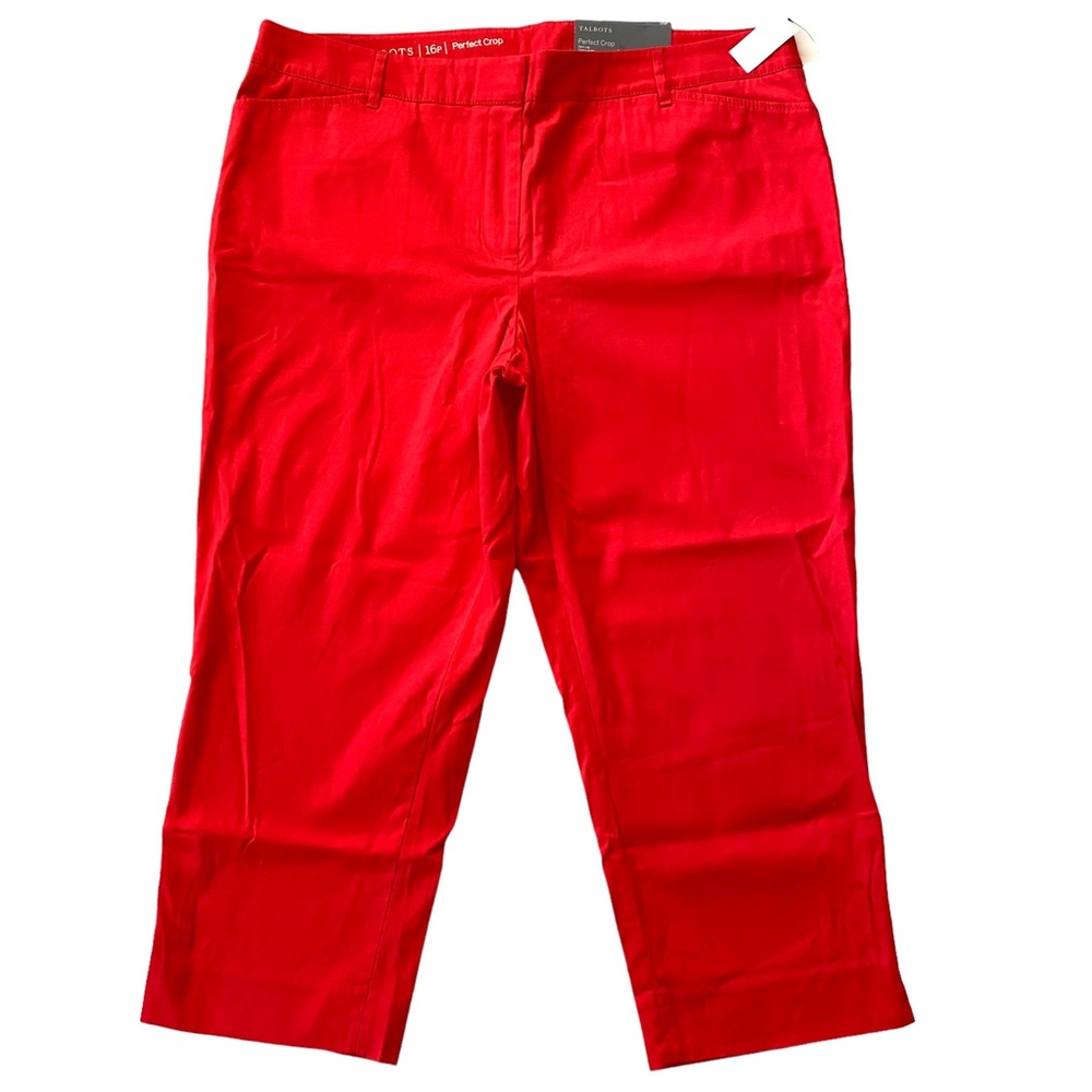 NWT Talbots Perfect Crop Slim-Leg Red Pants Women’s Size 16P
